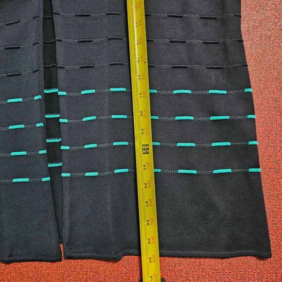 Ming Wang Navy Open-Front Cardigan 1X Aqua Accents Hook Closure Office Mature - Picture 8 of 12